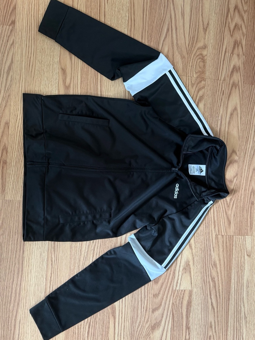 Adidas Black Track Jacket with White Stripes